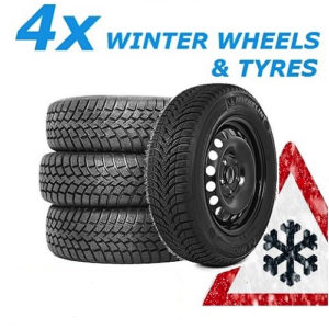 AUDI A4 (2000-2007) 4 WINTER STEEL WHEELS AND 205/55 R16 JINYU YW51 91H TYRES-0